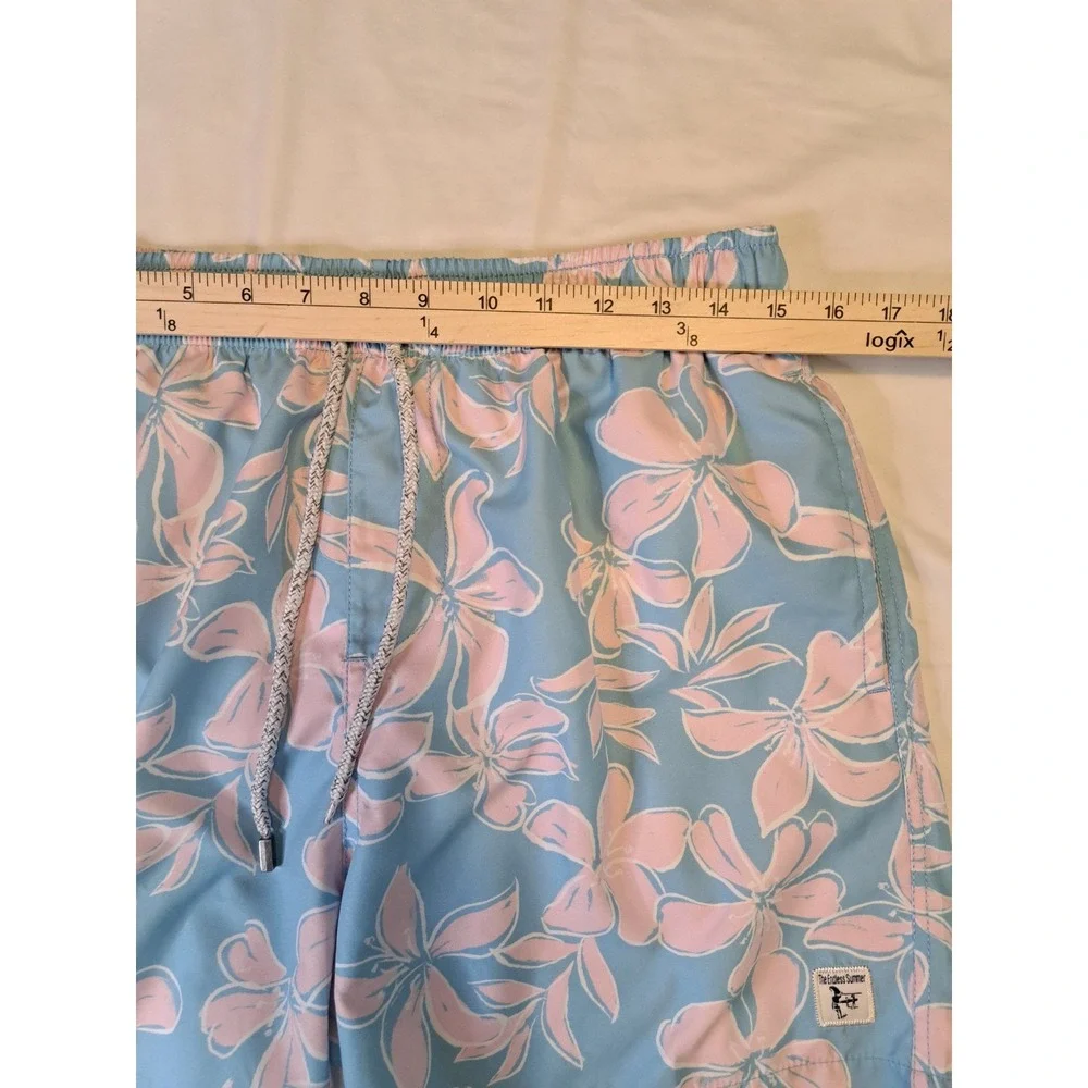 The Endless Summer Men's Swim Trunks‎ Blue Pink Floral Size M E30808